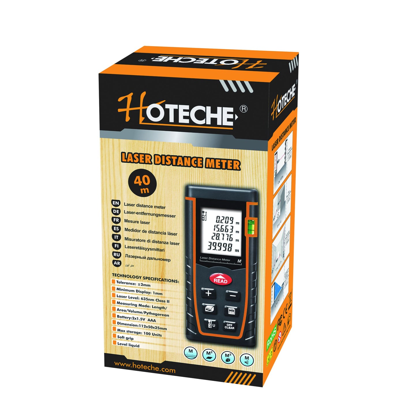 284901- HOTECHE MEDIDOR DE DISTANCIA LASER DE 40 MTS.