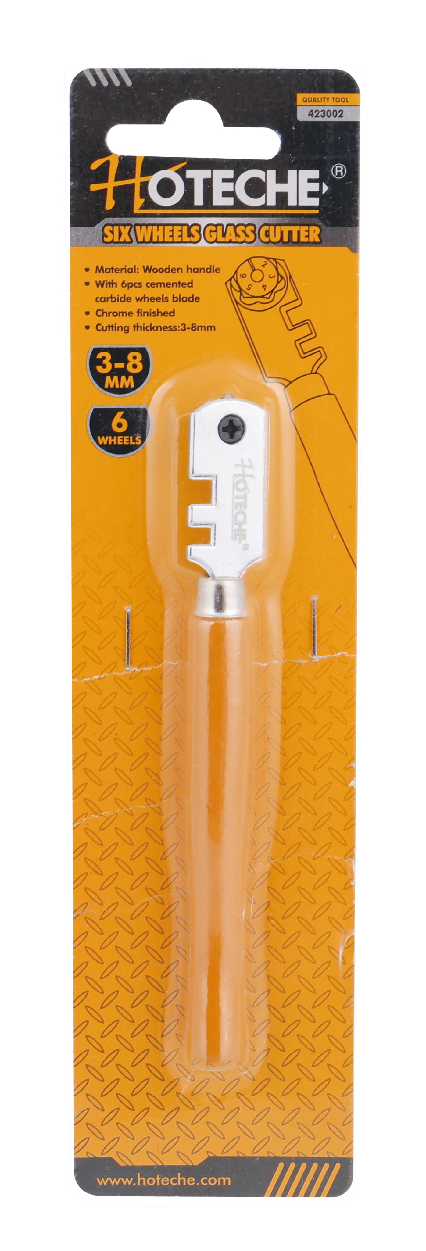 423002- HOTECHE CORTAVIDRIO DE SEIS RUEDAS 3-8mm