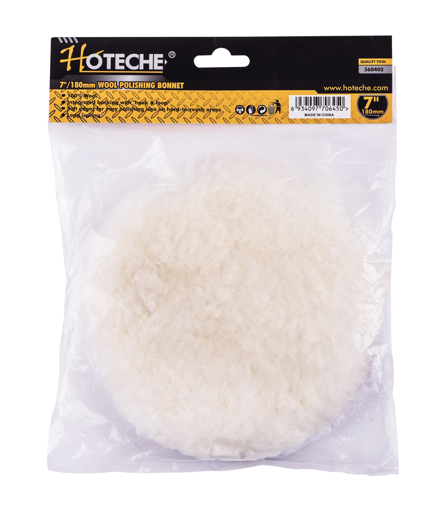 560402- HOTECHE BONETE DE PULIDO DE LANA 7"/180mm