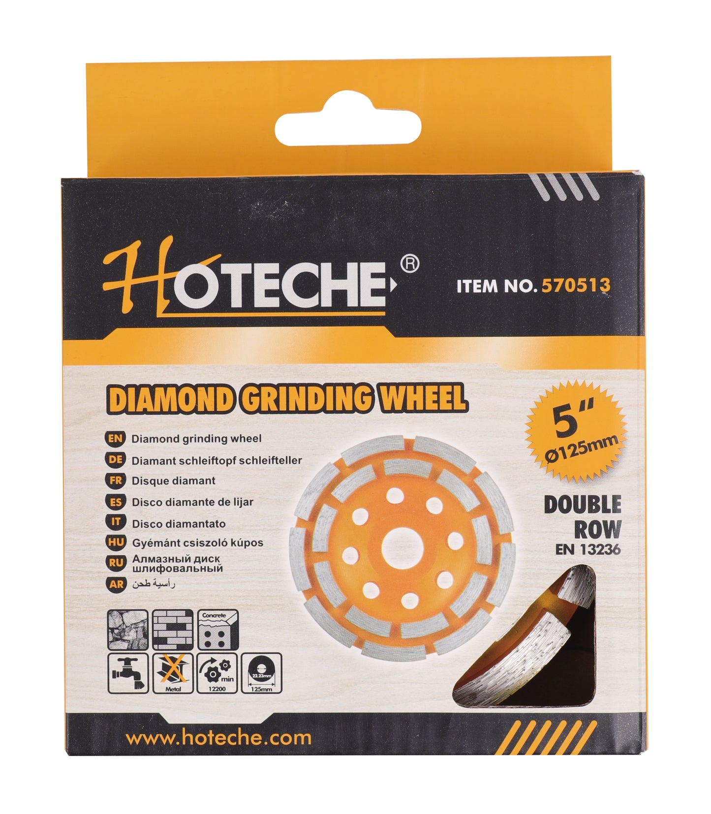 570512- HOTECHE DISCO MUELA DE DIAMANTE 2 FILA 115x22x8mm