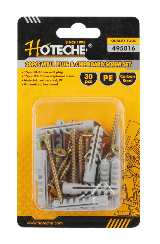 495016- HOTECHE JUEGO DE 15 TARUGOS S8 Y 15 TORNILLOS 5X50mm
