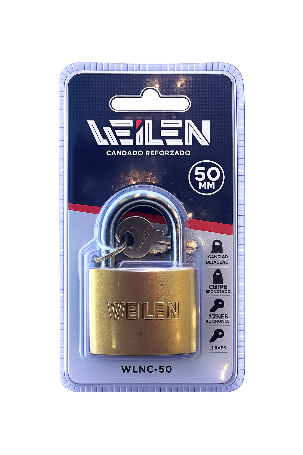 WLNC-50- WEILEN CANDADO REFORZADO 50mm BLISTER