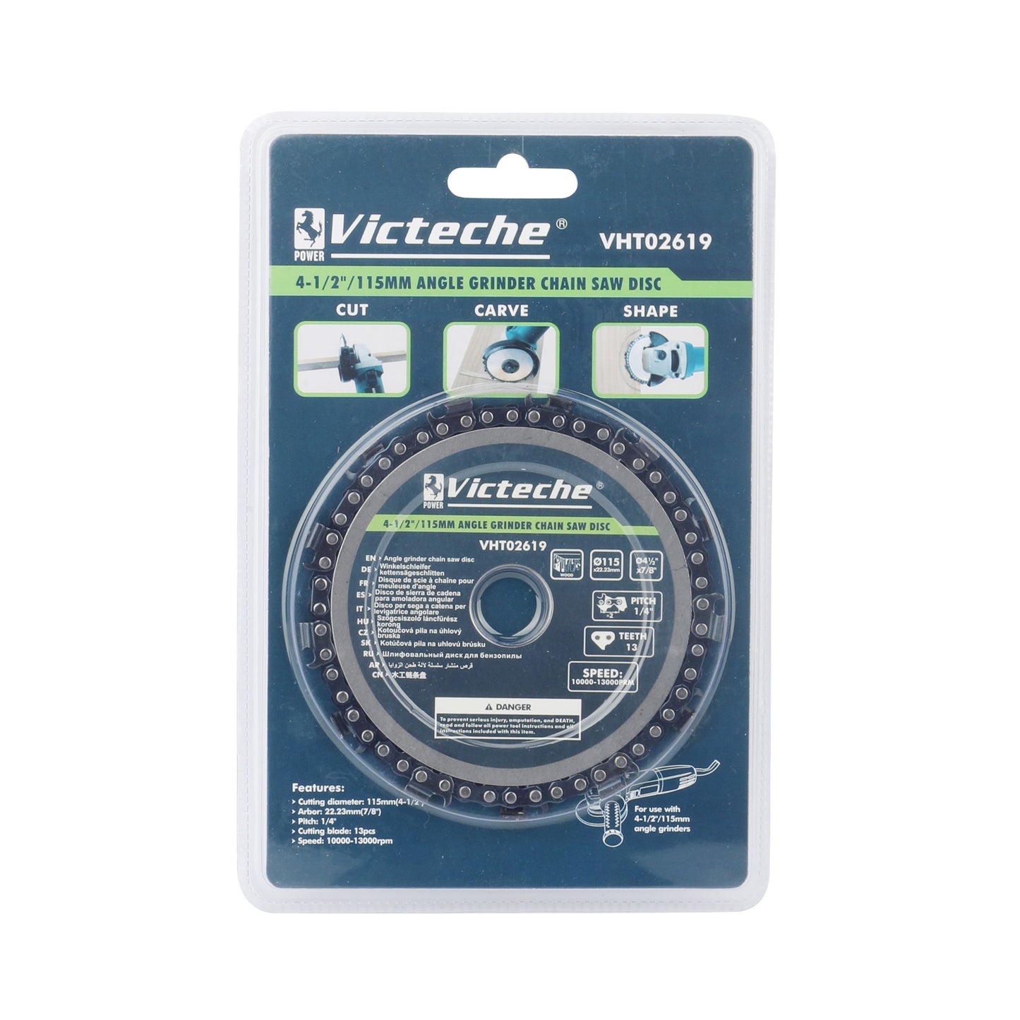 VHT02619 - VICTECHE DISCO DE SIERRA DE CADENA PARA AMOLADORA DE 115MM