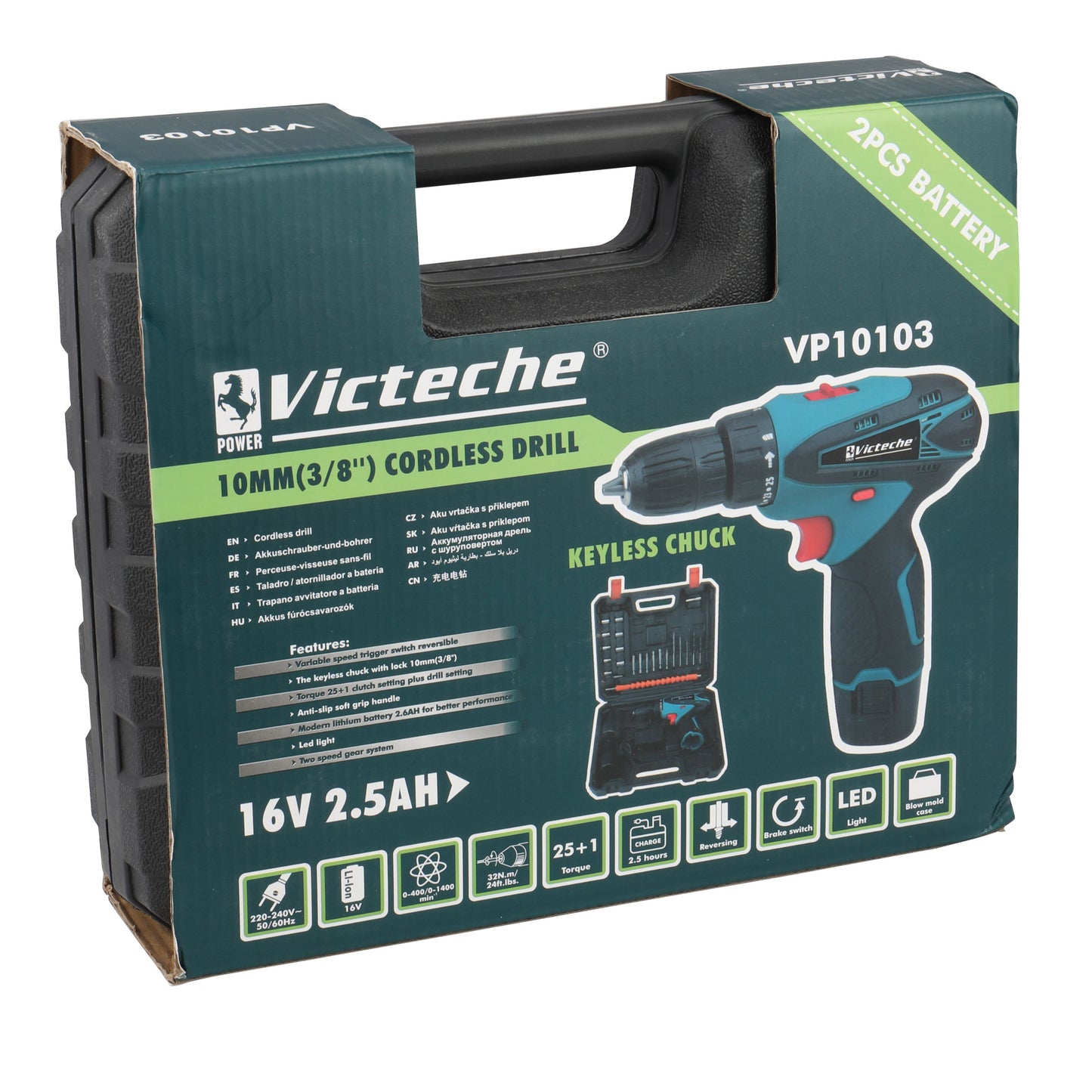 VP 10103 - VICTECHE TALADRO 10 MM ATORNILLADOR INALÁMBRICO DE LITIO DE 16 V
