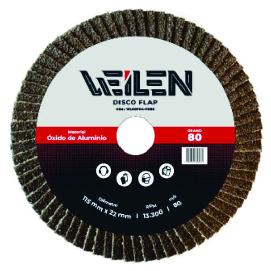 WLDFOA-11580- WEILEN DISCO FLAP OXIDO DE ALUMINIO 115mm 80