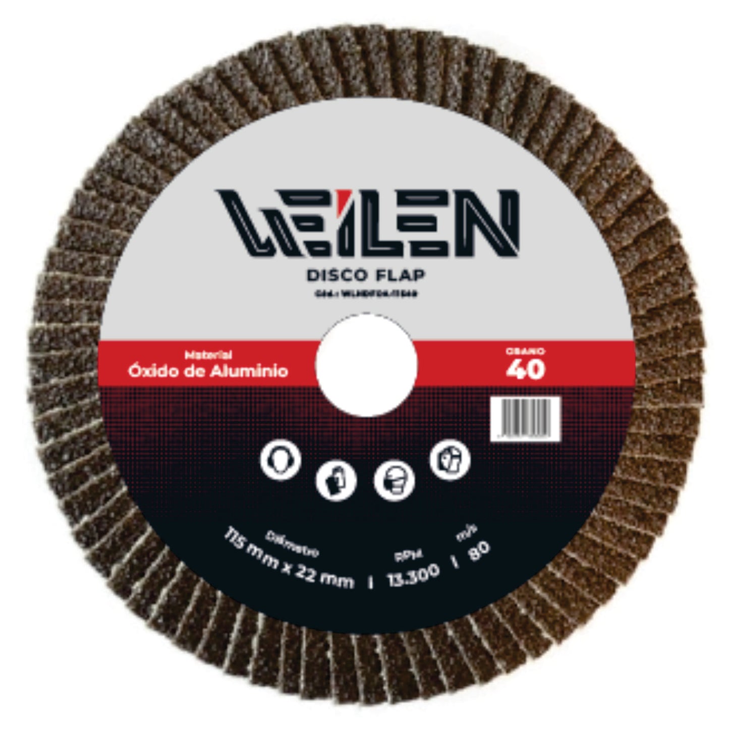 WLNDFOA-11540- WEILEN DISCO FLAP OXIDO DE ALUMINIO 115 mm 40