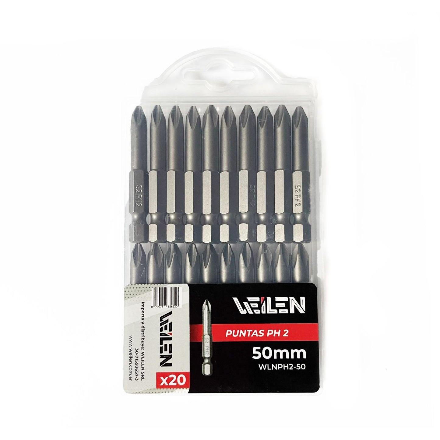 WLNPH2-50- WEILEN PUNTA PH 2 (Blister x 20) 50mm PRECIO X UNIDAD