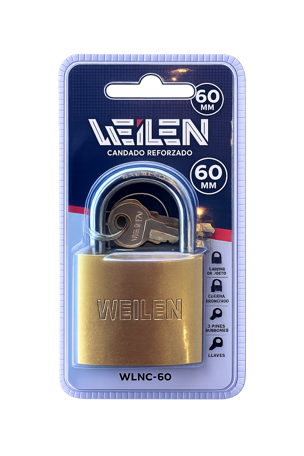 WLNC-60- WEILEN CANDADO REFORZADO 60mm BLISTER