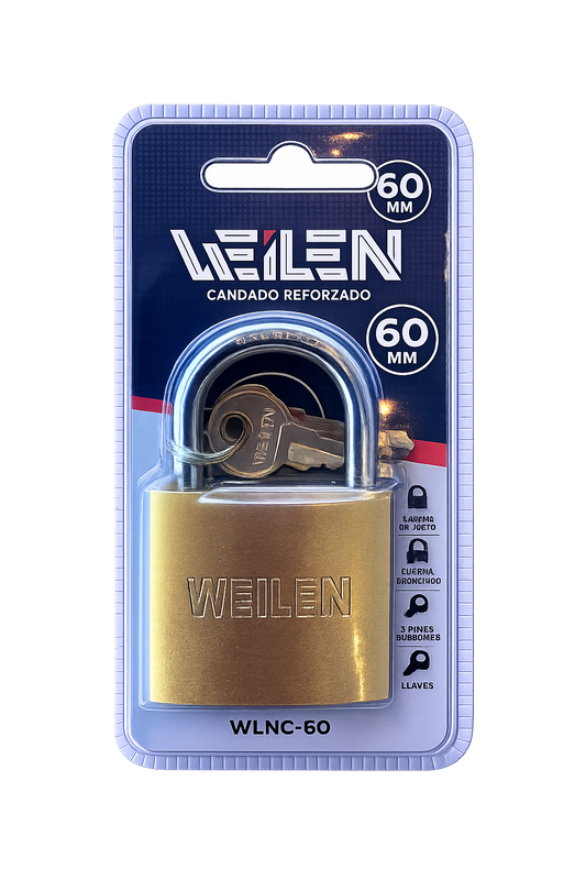 WLNC-60- WEILEN CANDADO REFORZADO 60mm BLISTER